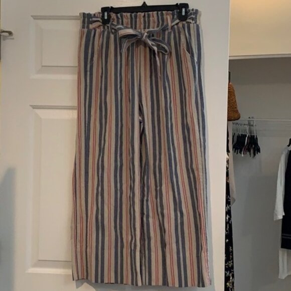 Knox Rose Multicolor Striped Linen Cotton Blend Wide Leg Pants - Picture 12 of 12